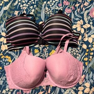 Torrid Black and Pink Bra Set